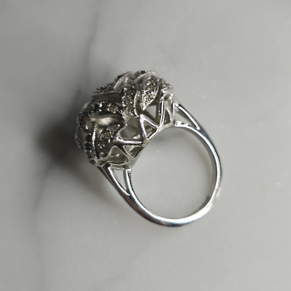 Statement Sterling Silver Ring with Intricate Design